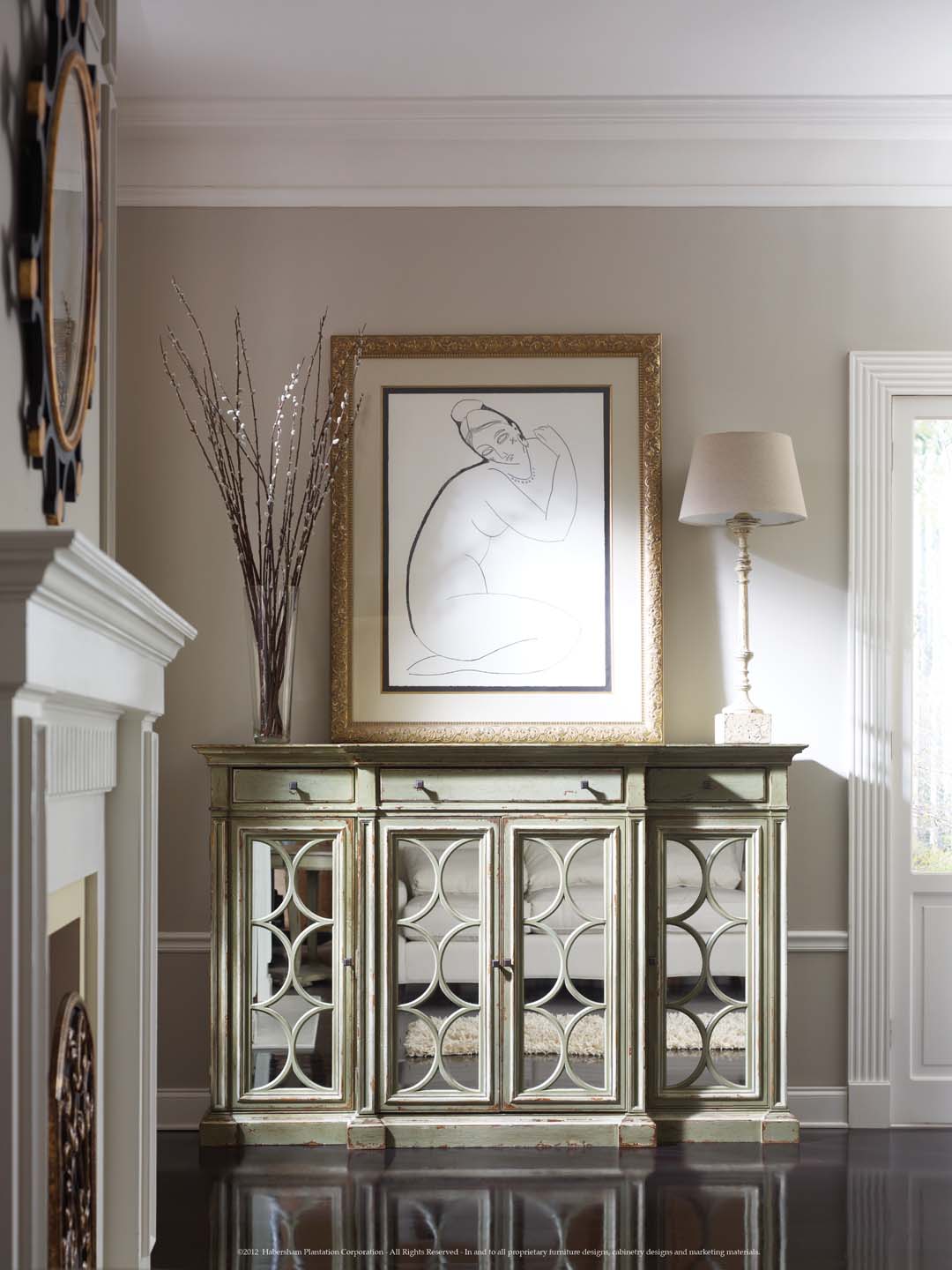 Sideboard with mirror shop doors