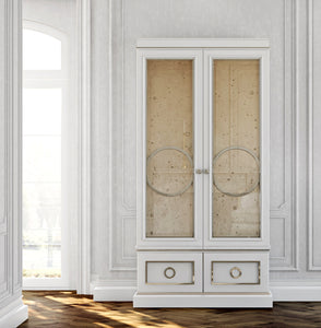 Habersham Astoria Double Door Curio with antique mirror door panels | 03-2338-M | ROLLADA